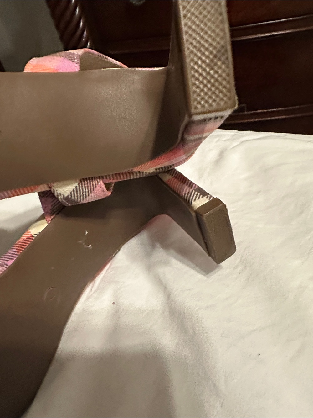 Cityclassified Pink Orange Plaid Buckle Slingback Mules - Picture 7 of 10